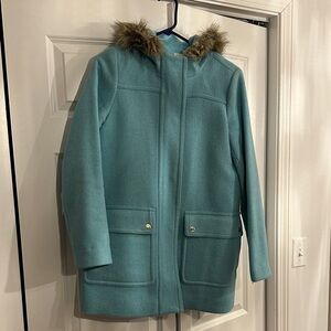 J crew Teal Coat with Gold Button Accents